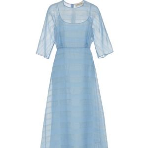 BRAND NEW - Mansur Gavriel Blue Silk Striped Dress